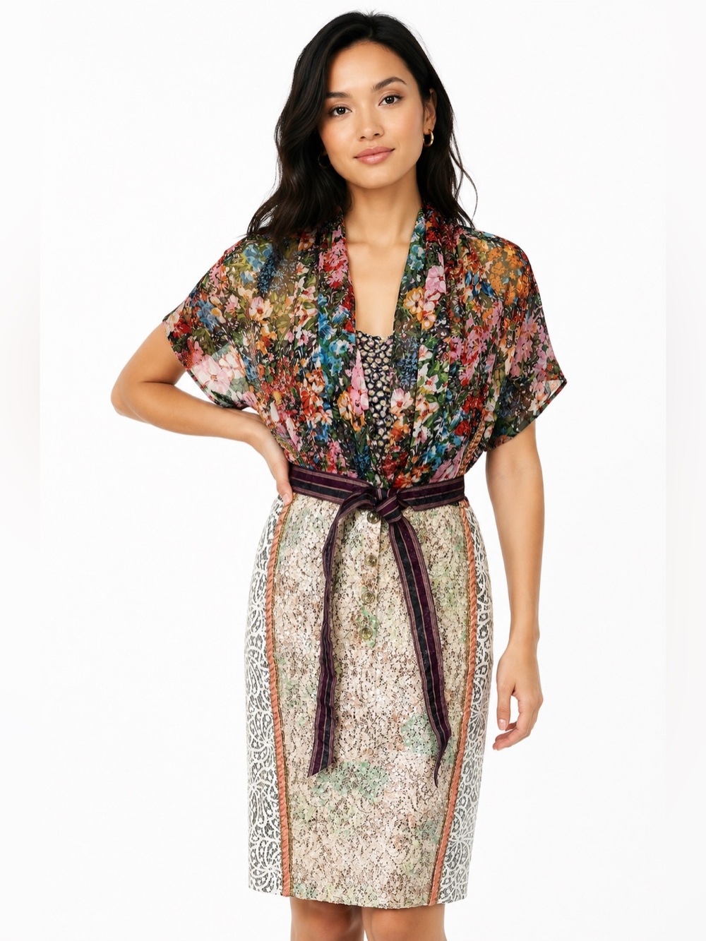 Beguile by Byron Lars Anthropologie Lana Mixed Media Dress Size 4